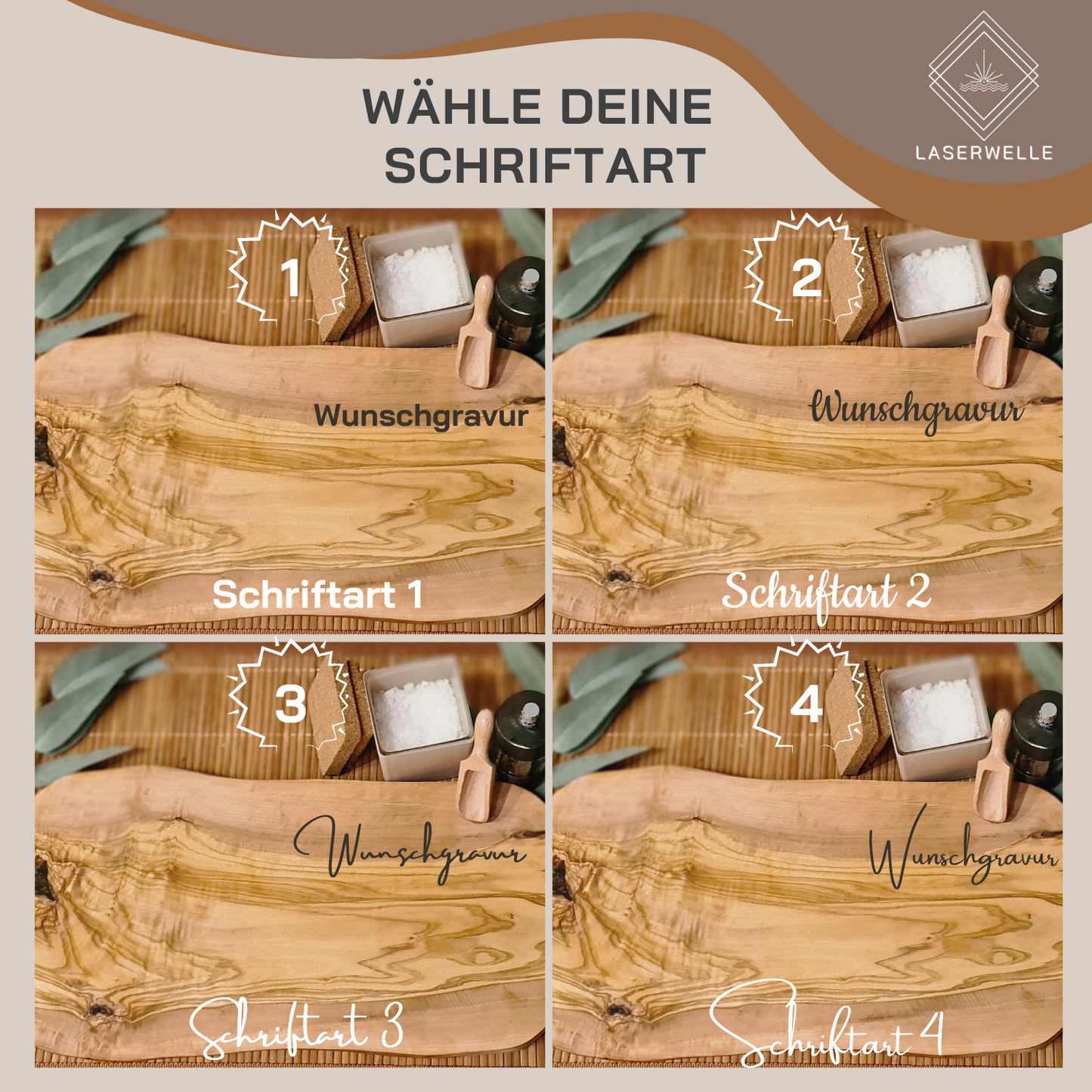 Modernes personalisiertes Olivenholz Schneidebrett mit Bergmotiv Gravur, Vesperbrett, Olivenholzbrett, Frühstücksbrett,Valentinstag,Geschenk